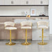 SERENITà Beige Velvet Padded Golden Round Base Barstools Chairs x 2 - Amazingooh Wholesale