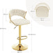 SERENITà Beige Velvet Padded Golden Round Base Barstools Chairs x 2 - Amazingooh Wholesale