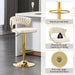 SERENITà Beige Velvet Padded Golden Round Base Barstools Chairs x 2 - Amazingooh Wholesale