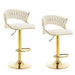 SERENITà Beige Velvet Padded Golden Round Base Barstools Chairs x 2 - Amazingooh Wholesale