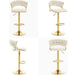SERENITà Beige Velvet Padded Golden Round Base Barstools Chairs x 2 - Amazingooh Wholesale