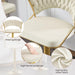 SERENITà Beige Velvet Padded Golden Round Base Barstools Chairs x 2 - Amazingooh Wholesale