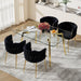 SERENITà Black Modern Hand Weaving Dining Chairs,Velvet Upholstered Side Chairs with Gold Legs, Chic Vanity Chairs with Armrest, Accent Chair for Dining Room, and Cafe Set of 2 - Amazingooh Wholesale