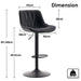 SERENITà Black Modern Height Adjustable Swivel Bar Stools Upholstered Leather Barstool Kitchen Island Chairs with Metal Frame (Set of 2) - Amazingooh Wholesale