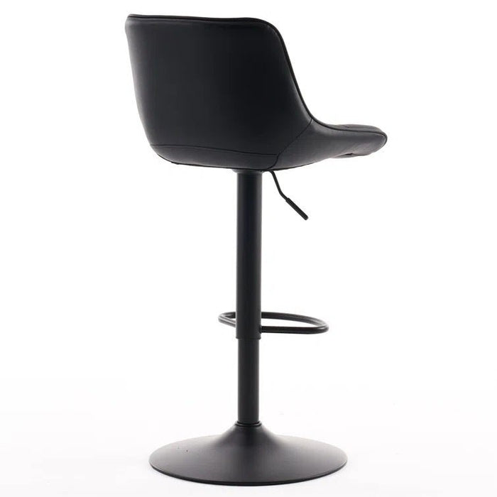 SERENITà Black Modern Height Adjustable Swivel Bar Stools Upholstered Leather Barstool Kitchen Island Chairs with Metal Frame (Set of 2) - Amazingooh Wholesale