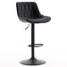 SERENITà Black Modern Height Adjustable Swivel Bar Stools Upholstered Leather Barstool Kitchen Island Chairs with Metal Frame (Set of 2) - Amazingooh Wholesale