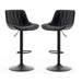 SERENITà Black Modern Height Adjustable Swivel Bar Stools Upholstered Leather Barstool Kitchen Island Chairs with Metal Frame (Set of 2) - Amazingooh Wholesale
