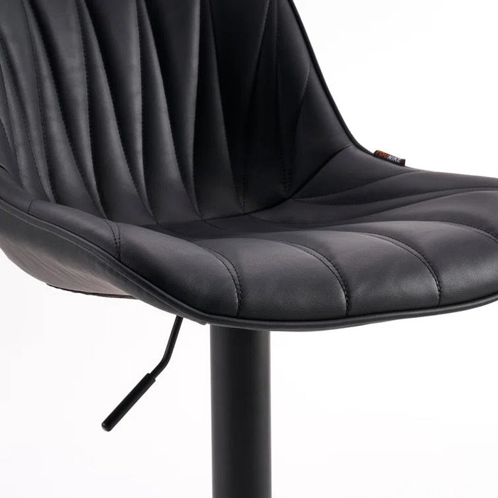 SERENITà Black Modern Height Adjustable Swivel Bar Stools Upholstered Leather Barstool Kitchen Island Chairs with Metal Frame (Set of 2) - Amazingooh Wholesale