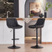 SERENITà Black Modern Height Adjustable Swivel Bar Stools Upholstered Leather Barstool Kitchen Island Chairs with Metal Frame (Set of 2) - Amazingooh Wholesale