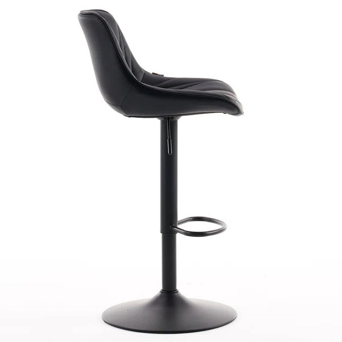 SERENITà Black Modern Height Adjustable Swivel Bar Stools Upholstered Leather Barstool Kitchen Island Chairs with Metal Frame (Set of 2) - Amazingooh Wholesale