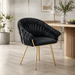 SERENITà Black Modern Velvet Dining Chairs, Upholstered Living Room Chair with Woven Back and Golden Metal Legs, Mid-Century Accent Set of 2 - Amazingooh Wholesale