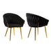 SERENITà Black Modern Velvet Dining Chairs, Upholstered Living Room Chair with Woven Back and Golden Metal Legs, Mid - Century Accent Set of 2 - Amazingooh Wholesale