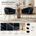 SERENITà Black Modern Velvet Dining Chairs, Upholstered Living Room Chair with Woven Back and Golden Metal Legs, Mid-Century Accent Set of 2 - Amazingooh Wholesale