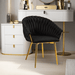 SERENITà Black Modern Velvet Dining Chairs, Upholstered Living Room Chair with Woven Back and Golden Metal Legs, Mid - Century Accent Set of 2 - Amazingooh Wholesale