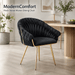 SERENITà Black Modern Velvet Dining Chairs, Upholstered Living Room Chair with Woven Back and Golden Metal Legs, Mid-Century Accent Set of 2 - Amazingooh Wholesale