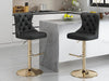 SERENITà Black Velvet Bar Stools Adjustable Swivel Counter Height Chairs with Tufted Back and Nailhead Trim for Kitchen Island Pub Restaurant (2Pcs, Gold) - Amazingooh Wholesale