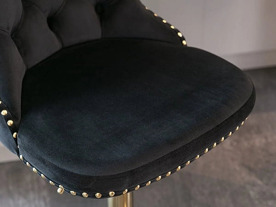 SERENITà Black Velvet Bar Stools Adjustable Swivel Counter Height Chairs with Tufted Back and Nailhead Trim for Kitchen Island Pub Restaurant (2Pcs, Gold) - Amazingooh Wholesale