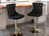 SERENITà Black Velvet Bar Stools Adjustable Swivel Counter Height Chairs with Tufted Back and Nailhead Trim for Kitchen Island Pub Restaurant (2Pcs, Gold) - Amazingooh Wholesale