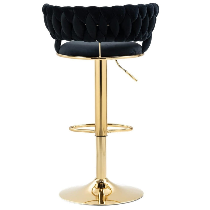 SERENITà Black Velvet Seat Kitchen Breakfast Bar Stools Counter Height Barstools with Back Cushioned Chairs for Home Bar x2 - Amazingooh Wholesale