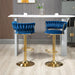SERENITà Blue Velvet Seat Kitchen Breakfast Bar Stools Counter Height Barstools with Back Cushioned Chairs for Home Bar x2 - Amazingooh Wholesale