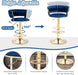 SERENITà Blue Velvet Seat Kitchen Breakfast Bar Stools Counter Height Barstools with Back Cushioned Chairs for Home Bar x2 - Amazingooh Wholesale