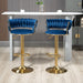 SERENITà Blue Velvet Seat Kitchen Breakfast Bar Stools Counter Height Barstools with Back Cushioned Chairs for Home Bar x2 - Amazingooh Wholesale