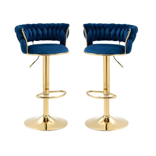SERENITà Blue Velvet Seat Kitchen Breakfast Bar Stools Counter Height Barstools with Back Cushioned Chairs for Home Bar x2 - Amazingooh Wholesale
