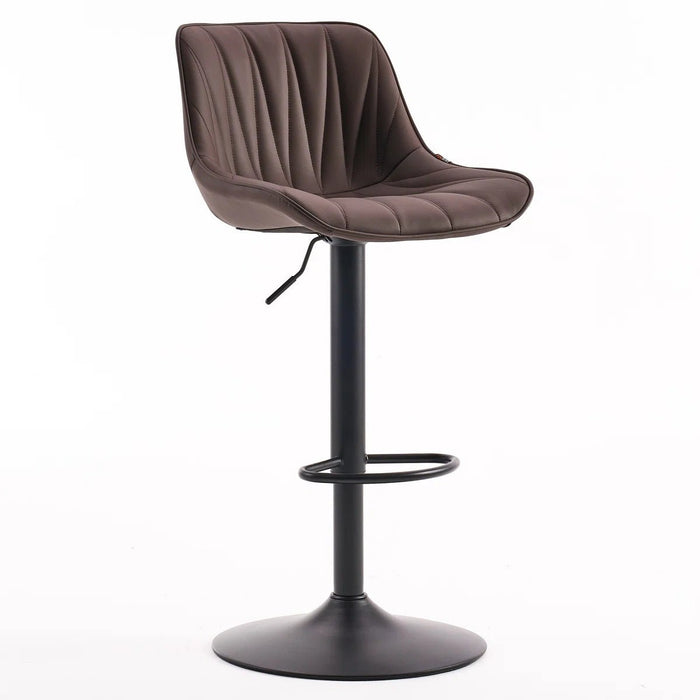 SERENITà Brown Modern Height Adjustable Swivel Bar Stools Upholstered Leather Barstool Kitchen Island Chairs with Metal Frame (Set of 2) - Amazingooh Wholesale