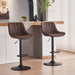 SERENITà Brown Modern Height Adjustable Swivel Bar Stools Upholstered Leather Barstool Kitchen Island Chairs with Metal Frame (Set of 2) - Amazingooh Wholesale