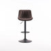 SERENITà Brown Modern Height Adjustable Swivel Bar Stools Upholstered Leather Barstool Kitchen Island Chairs with Metal Frame (Set of 2) - Amazingooh Wholesale