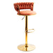 SERENITà Brown Velvet Seat Kitchen Breakfast Bar Stools Counter Height Barstools with Back Cushioned Chairs for Home Bar x2 - Amazingooh Wholesale