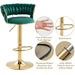 SERENITà Emerald Green Golden Velvet Seat Kitchen Breakfast Bar Stools Counter Height Barstools with Back Cushioned Chairs for Home Bar x2 - Amazingooh Wholesale