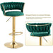 SERENITà Emerald Green Golden Velvet Seat Kitchen Breakfast Bar Stools Counter Height Barstools with Back Cushioned Chairs for Home Bar x2 - Amazingooh Wholesale