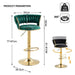 SERENITà Emerald Green Golden Velvet Seat Kitchen Breakfast Bar Stools Counter Height Barstools with Back Cushioned Chairs for Home Bar x2 - Amazingooh Wholesale