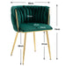 SERENITà Emerald Green Modern Hand Weaving Dining Chairs,Velvet Upholstered Side Chairs with Gold Legs, Chic Vanity Chairs with Armrest, Accent Chair for Dining Room, and Cafe Set of 2 - Amazingooh Wholesale