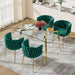 SERENITà Emerald Green Modern Hand Weaving Dining Chairs,Velvet Upholstered Side Chairs with Gold Legs, Chic Vanity Chairs with Armrest, Accent Chair for Dining Room, and Cafe Set of 2 - Amazingooh Wholesale