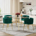 SERENITà Emerald Green Modern Hand Weaving Dining Chairs,Velvet Upholstered Side Chairs with Gold Legs, Chic Vanity Chairs with Armrest, Accent Chair for Dining Room, and Cafe Set of 2 - Amazingooh Wholesale