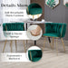 SERENITà Emerald Green Modern Hand Weaving Dining Chairs,Velvet Upholstered Side Chairs with Gold Legs, Chic Vanity Chairs with Armrest, Accent Chair for Dining Room, and Cafe Set of 2 - Amazingooh Wholesale