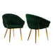 SERENITà Emerald Green Modern Velvet Dining Chairs, Upholstered Living Room Chair with Woven Back and Golden Metal Legs, Mid - Century Accent Set of 2 - Amazingooh Wholesale