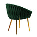 SERENITà Emerald Green Modern Velvet Dining Chairs, Upholstered Living Room Chair with Woven Back and Golden Metal Legs, Mid - Century Accent Set of 2 - Amazingooh Wholesale
