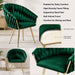 SERENITà Emerald Green Modern Velvet Dining Chairs, Upholstered Living Room Chair with Woven Back and Golden Metal Legs, Mid-Century Accent Set of 2 - Amazingooh Wholesale