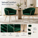 SERENITà Emerald Green Modern Velvet Dining Chairs, Upholstered Living Room Chair with Woven Back and Golden Metal Legs, Mid-Century Accent Set of 2 - Amazingooh Wholesale