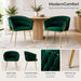 SERENITà Emerald Green Modern Velvet Dining Chairs, Upholstered Living Room Chair with Woven Back and Golden Metal Legs, Mid-Century Accent Set of 2 - Amazingooh Wholesale