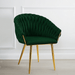 SERENITà Emerald Green Modern Velvet Dining Chairs, Upholstered Living Room Chair with Woven Back and Golden Metal Legs, Mid - Century Accent Set of 2 - Amazingooh Wholesale