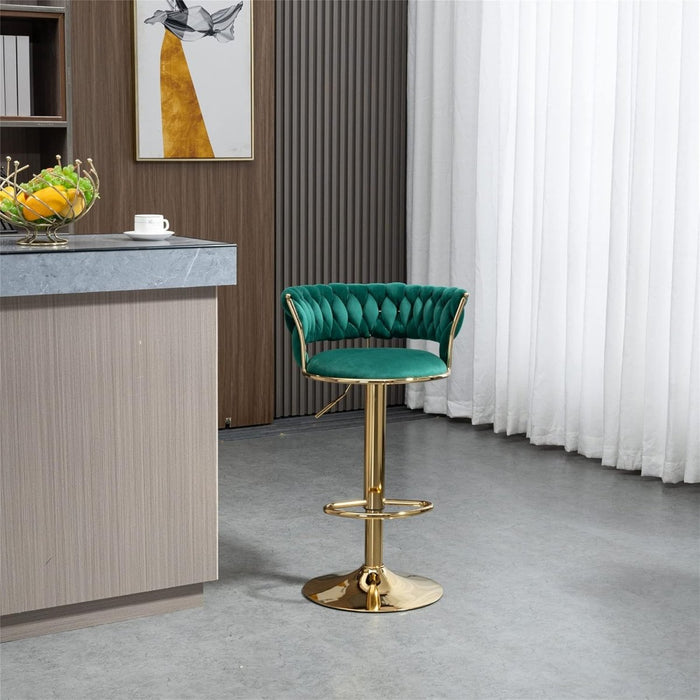 SERENITà Emerald Velvet Seat Kitchen Breakfast Bar Stools Counter Height Barstools with Back Cushioned Chairs for Home Bar x2 - Amazingooh Wholesale