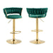 SERENITà Emerald Velvet Seat Kitchen Breakfast Bar Stools Counter Height Barstools with Back Cushioned Chairs for Home Bar x2 - Amazingooh Wholesale