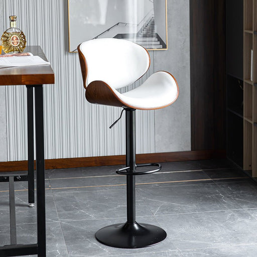 SERENITà European White Modern Bar Stools, Microfibre Leather Adjustable Barstools, Swivel Bar Stool Chair, Dining Chairs Kitchen Counter Height Barstool with 360 Degree Swivel Seat, Curved Footrest and Large Iron Base - Amazingooh Wholesale