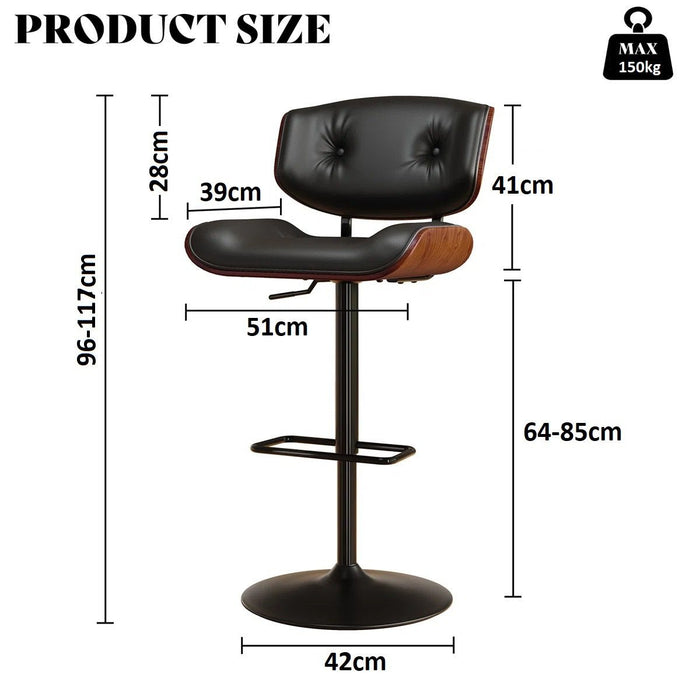 SERENITà European Wooden Black Modern Bar Stools Swivel Bar Stool Chair Counter Height Barstool with 360 Degree Swivel Seat - Amazingooh Wholesale