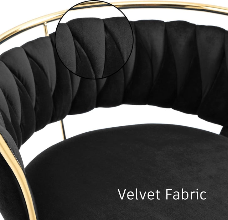 SERENITà Golden Swivel Upholstered Velvet Adjustable Height Counter Stool with Metal Frame Black (Set of 2) - Amazingooh Wholesale