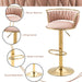 SERENITà Golden Swivel Upholstered Velvet Adjustable Height Counter Stool with Metal Frame Pink (Set of 2) - Amazingooh Wholesale